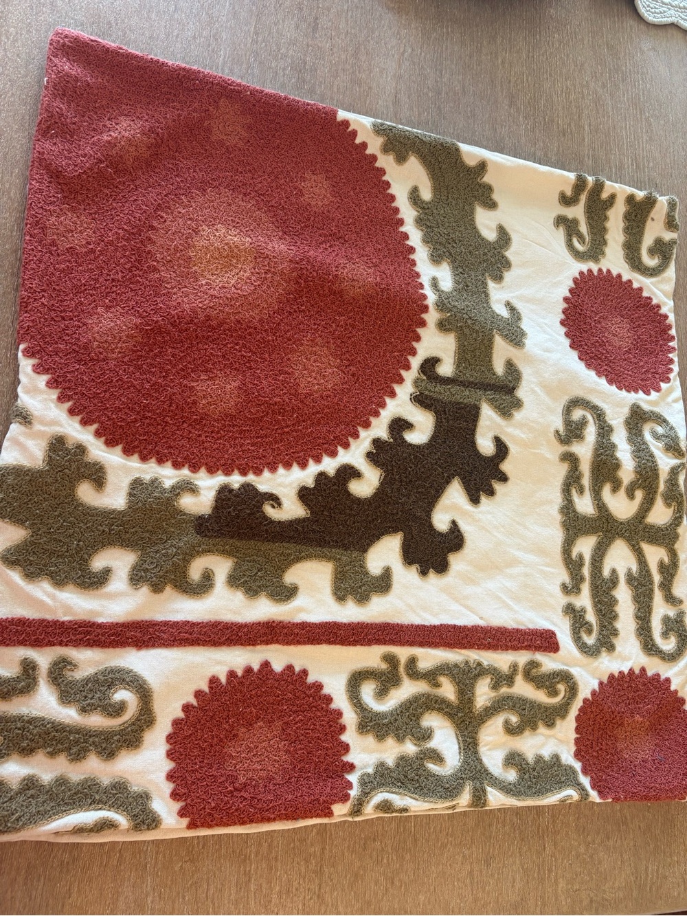 Pottery Barn set of 2-rust, green, cream Pillow Covers26x26 excellent condition